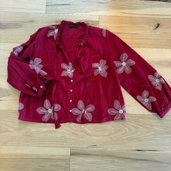 RED/RASPBERRY COLOURED BLOUSE - Picture 1 of 2